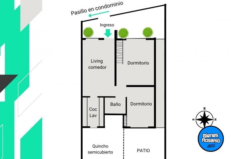 Departamentos de pasillo - Rosario - Venta