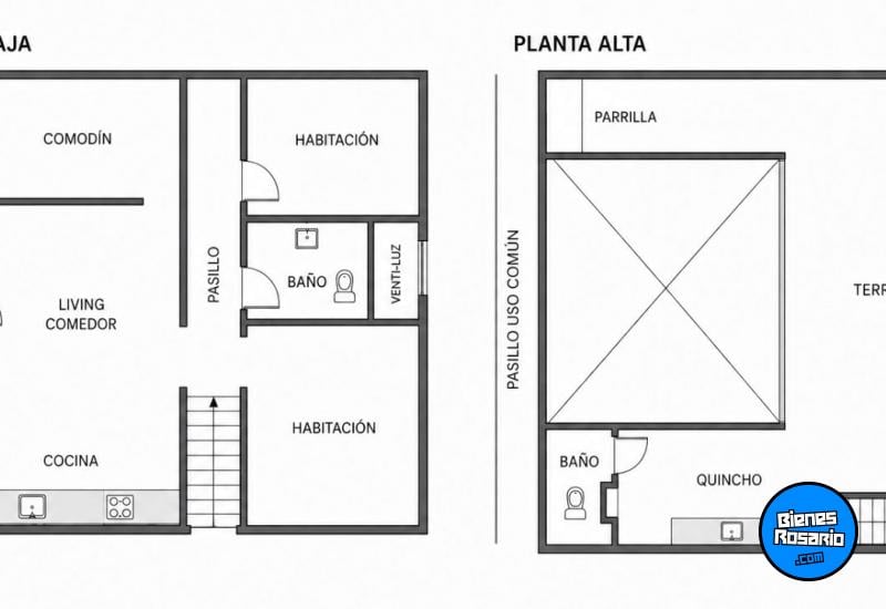 Departamentos de pasillo - Rosario - Venta